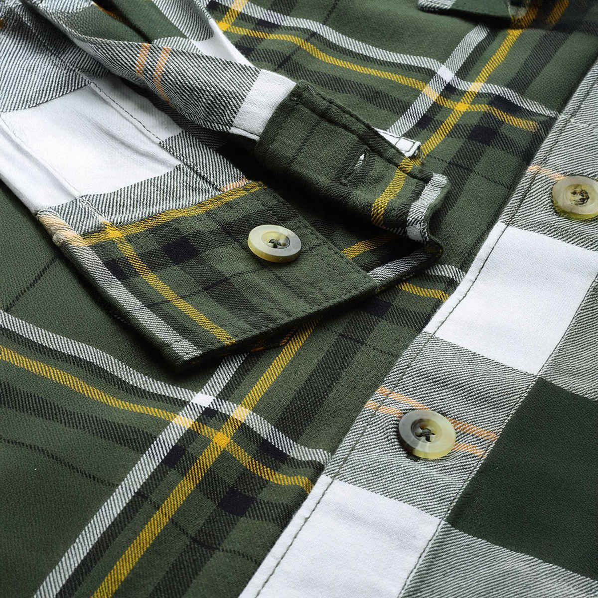 The Indian Garage Co Men's Regular Fit Checkered Street Over Shirt | Green - S