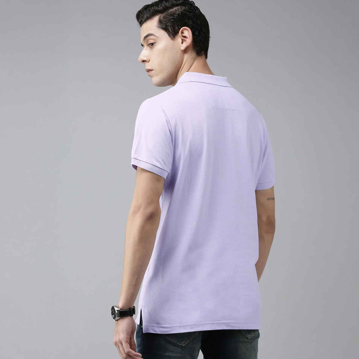 The Bear House Men Slim Fit Overdyed Polo T-shirt - Violetta | Purple | XL