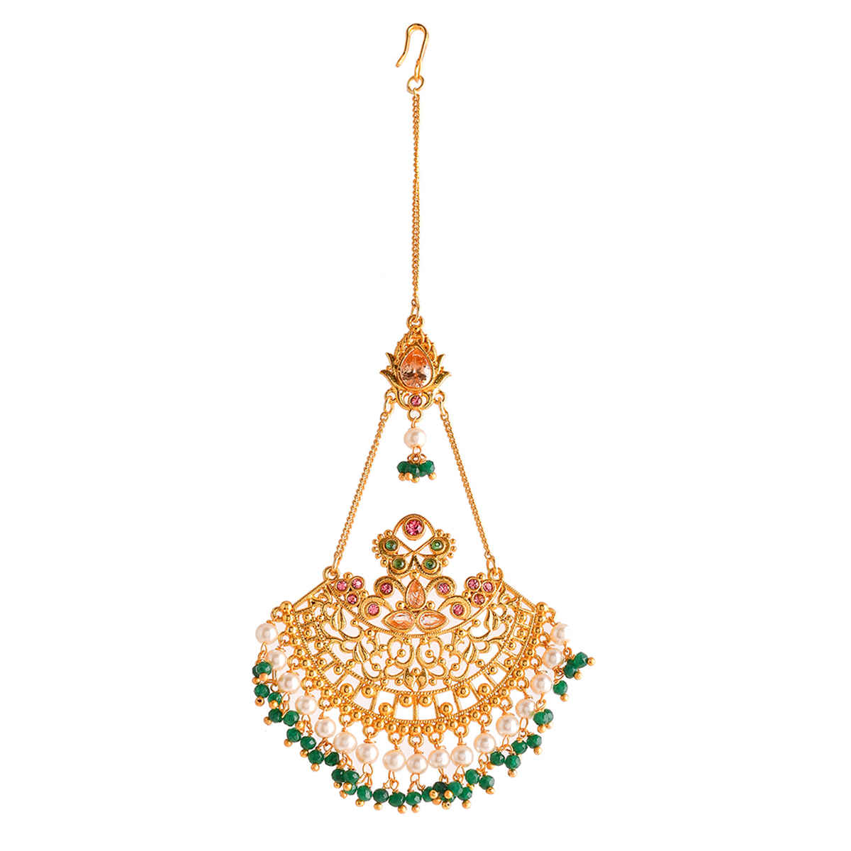 Voylla Abharan Ethnic White Pearls Maang Tika