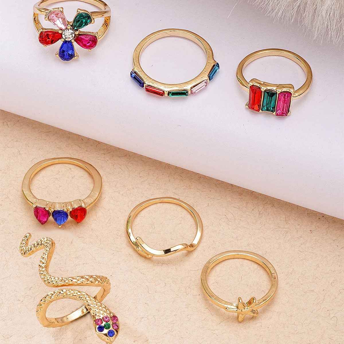 Karatcart Women's Designer Ring Combo Multicolor One Size | 44038411