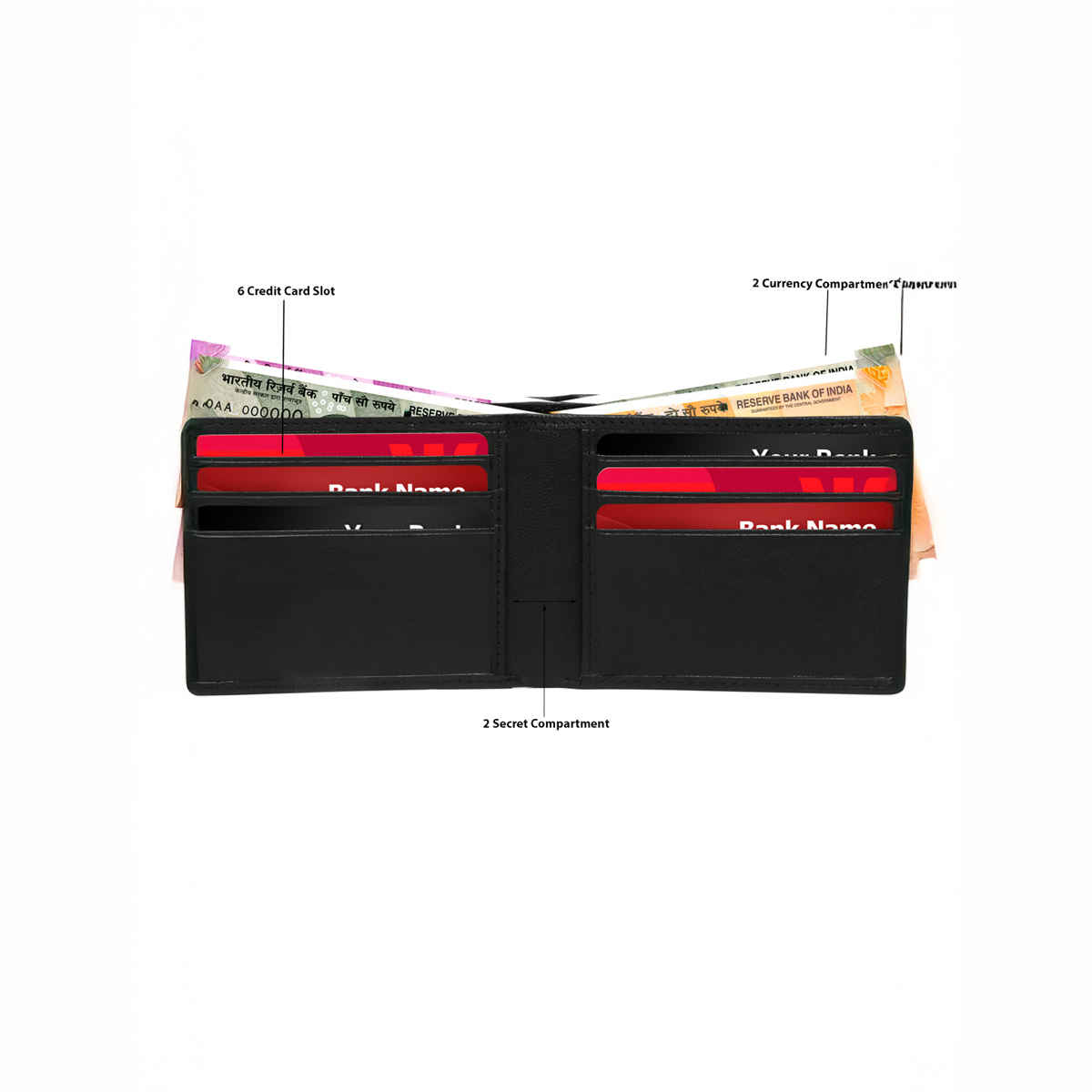 Teakwood Men's Leather SS Slim Card Wallets | Wlt130Br | Black