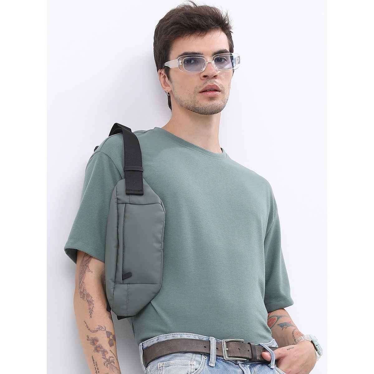 Ketch Men Popcorn Structured Oversize T-Shirt | Green | S