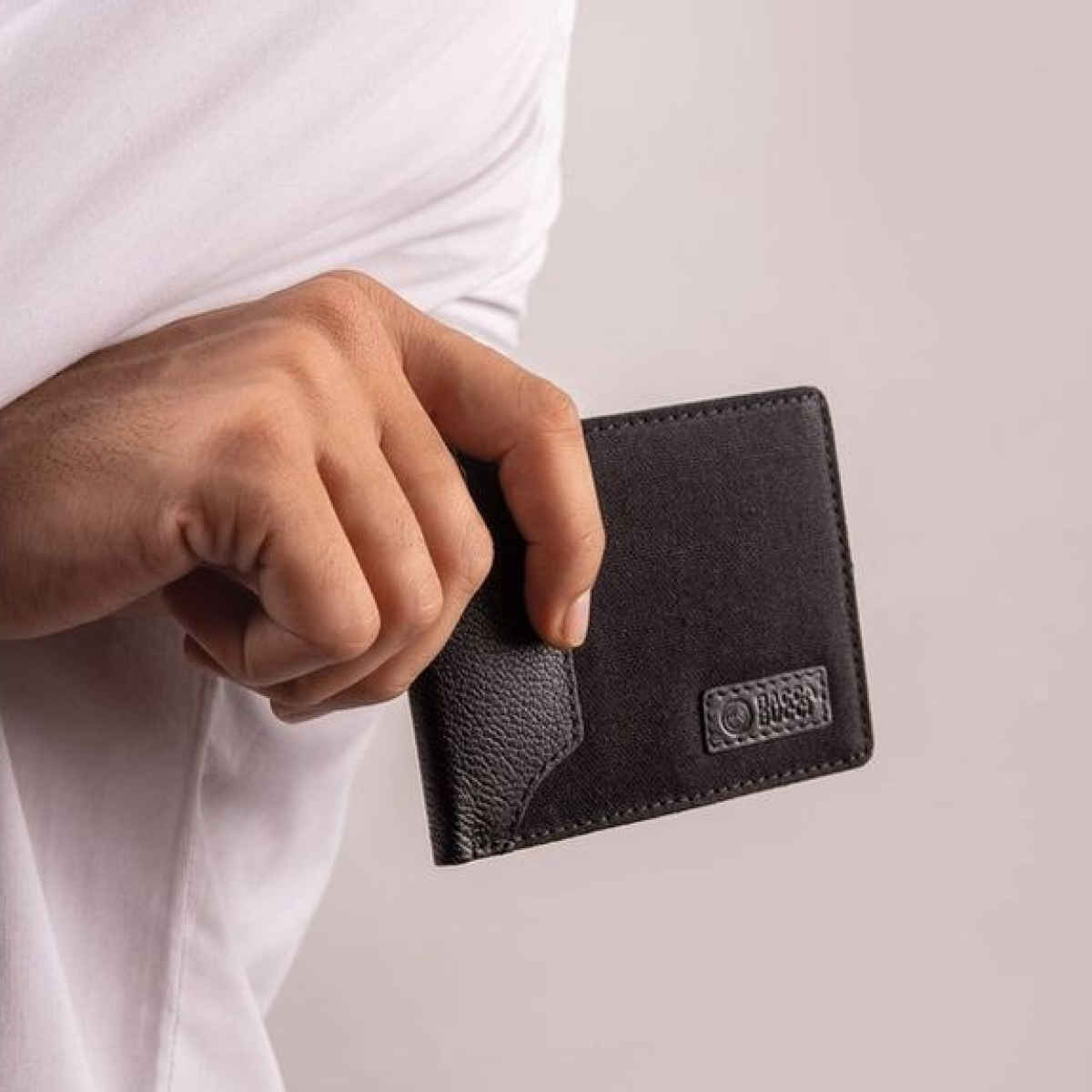 Bacca Bucci Unisex Solid Canvas Bi-Fold Wallet | Black - Free Size