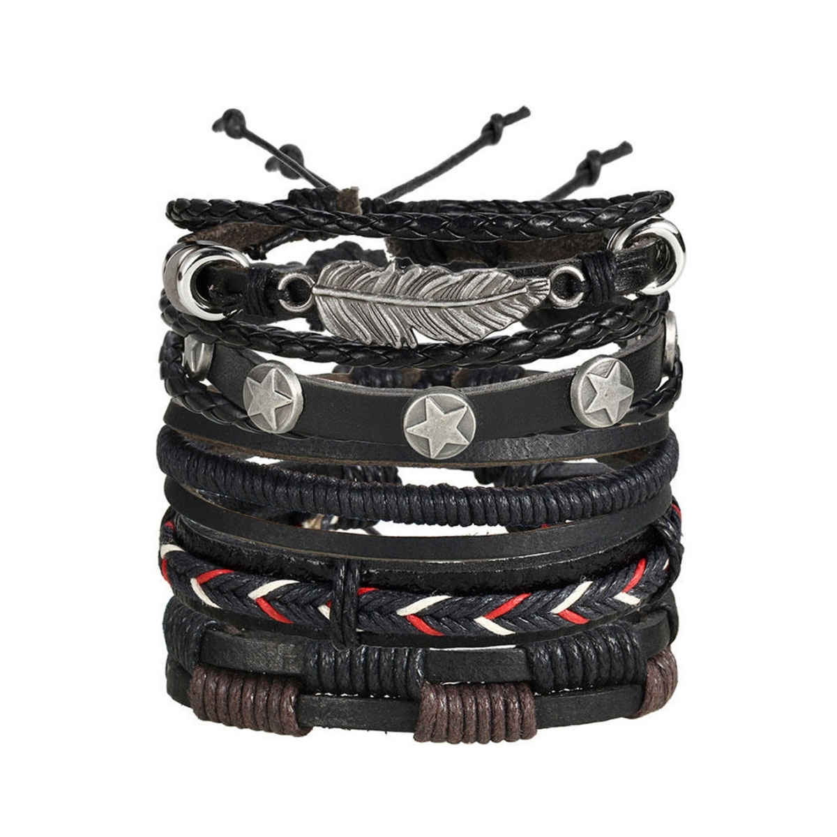 Shining Diva Fashion Stylish Multi Strand Leather Bracelet for Men | 9904b
