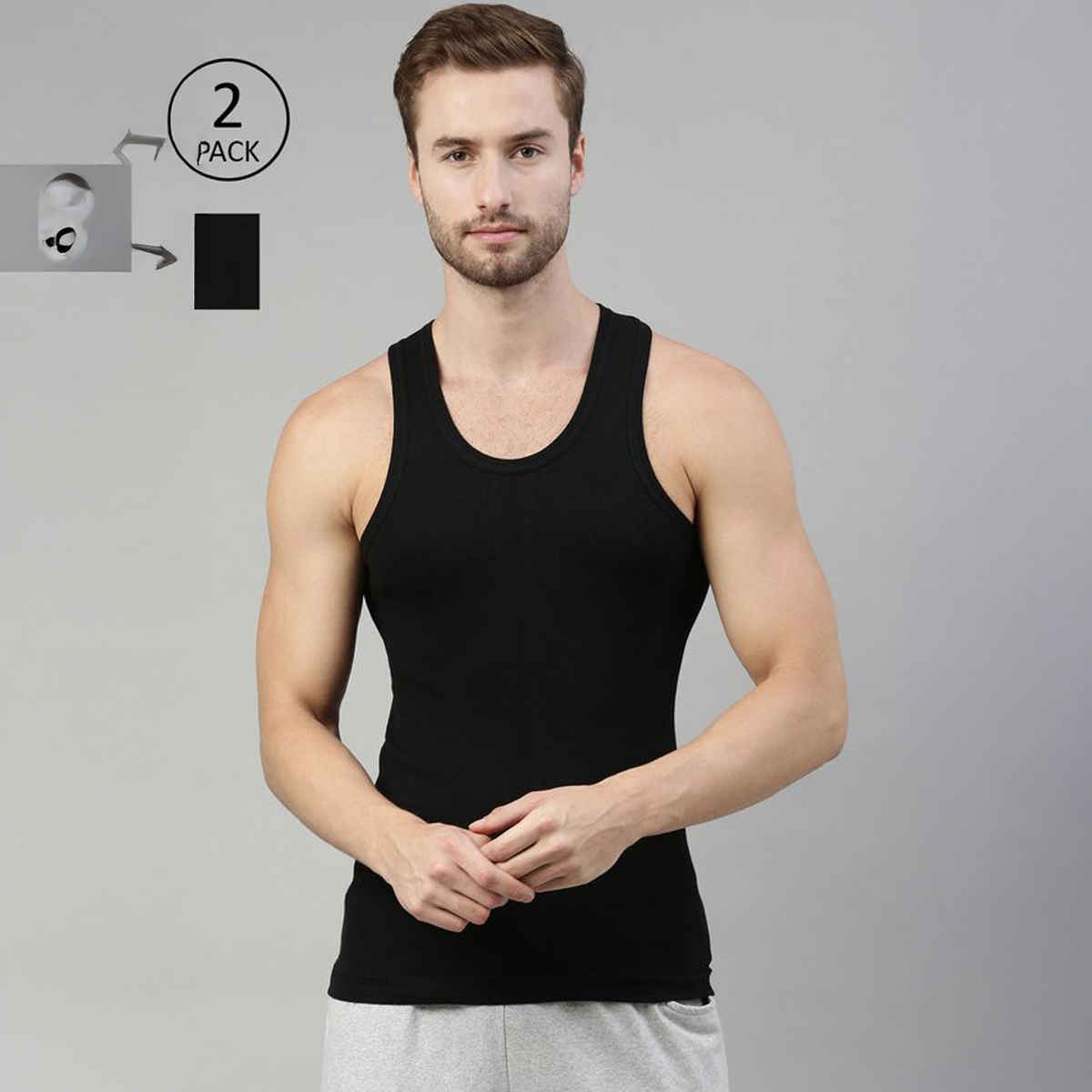 Dixcy Scott Originals Men's Solid Combed Cotton Vest | Black - S