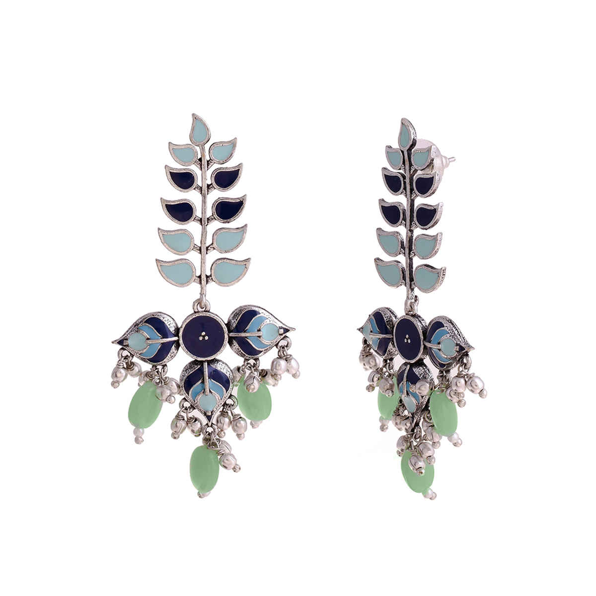 Voylla Bagh E Fiza Leaves Long Drop Earrings