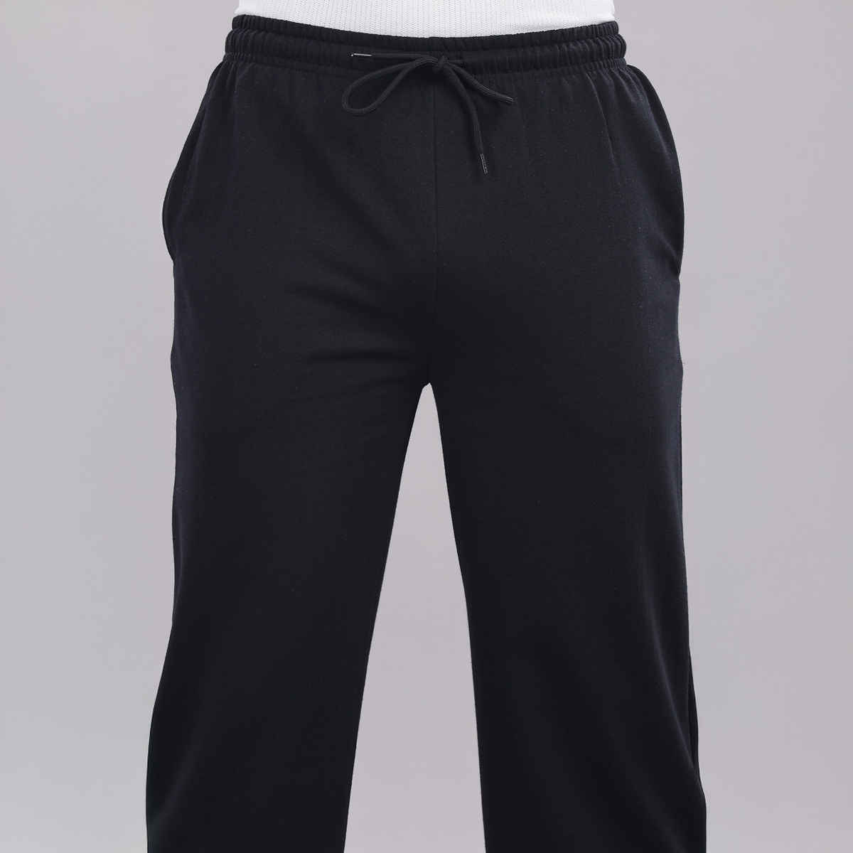 Springman Men's Solid Cotton Rich French Terry Baggy Track Pant | Black - XL