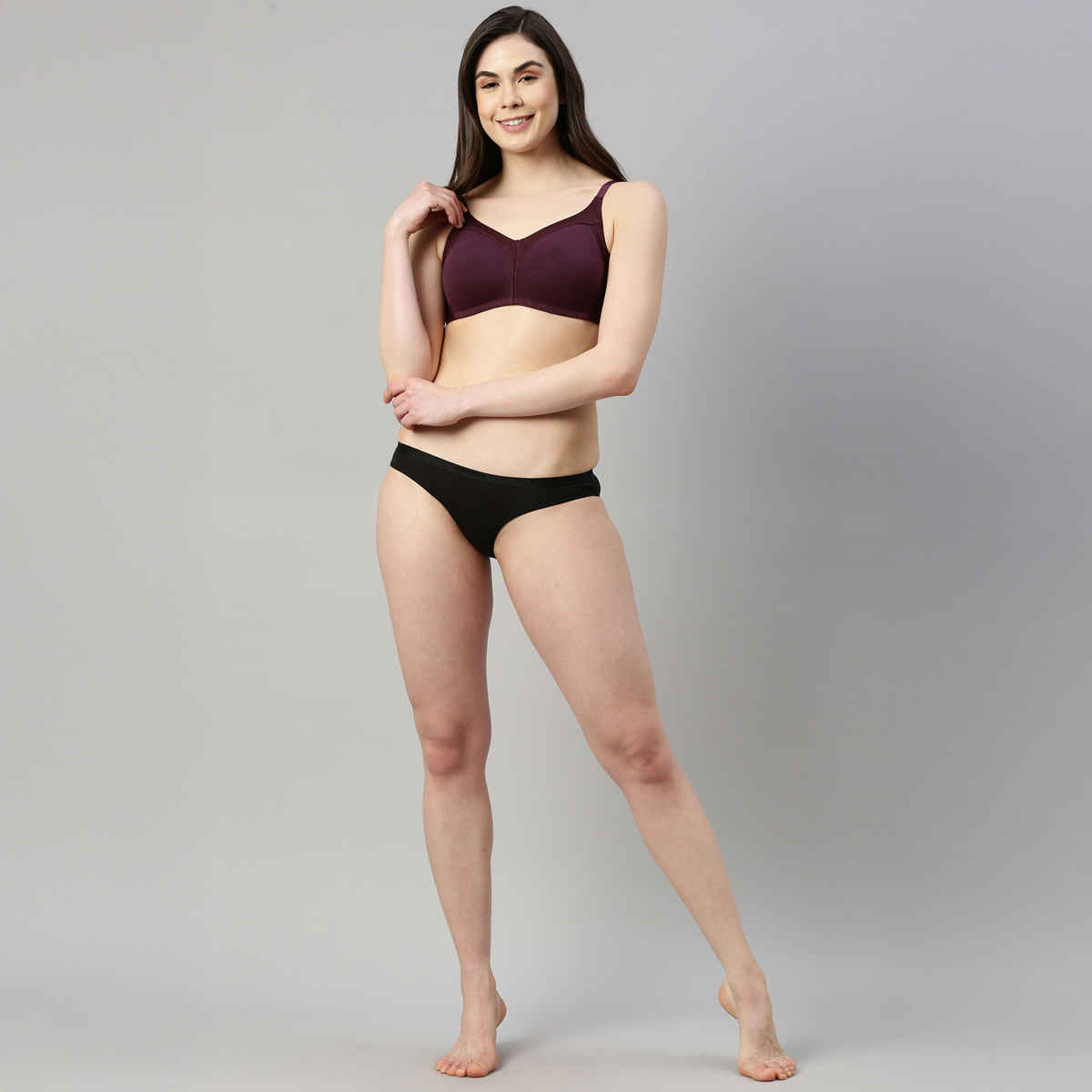 Enamor Women's AB75 Full Support Fab-Cool Cotton Bra | Non Padded | Wirefree | Purple - 36D