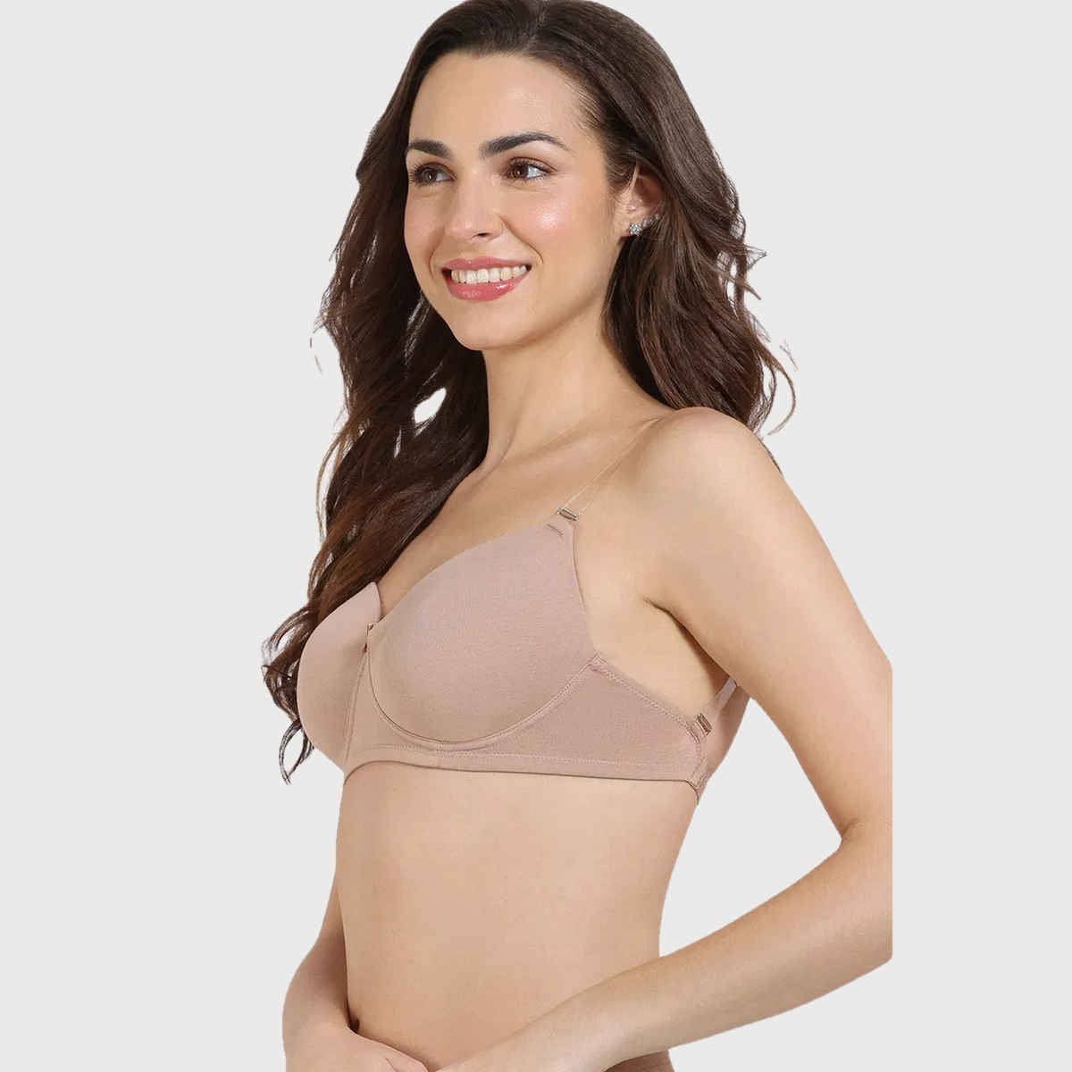 Zivame Women's Beautiful Basics Padded Non Wired 3/4Th Coverage Backless Bra | Skin - 36D