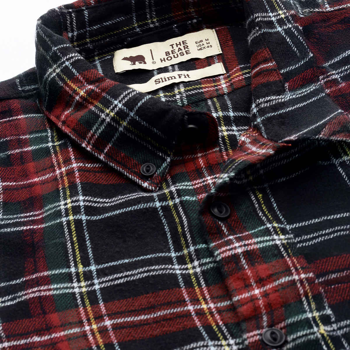 The Bear House Men Slim Fit Checked Shirt - Anglo | Black and Red | L