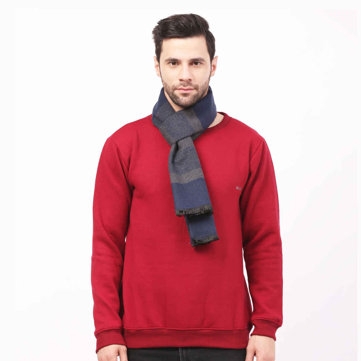 Calvadoss Unisex Checked Acrylic Muffler | Calmuf-149901 | Navy and Grey