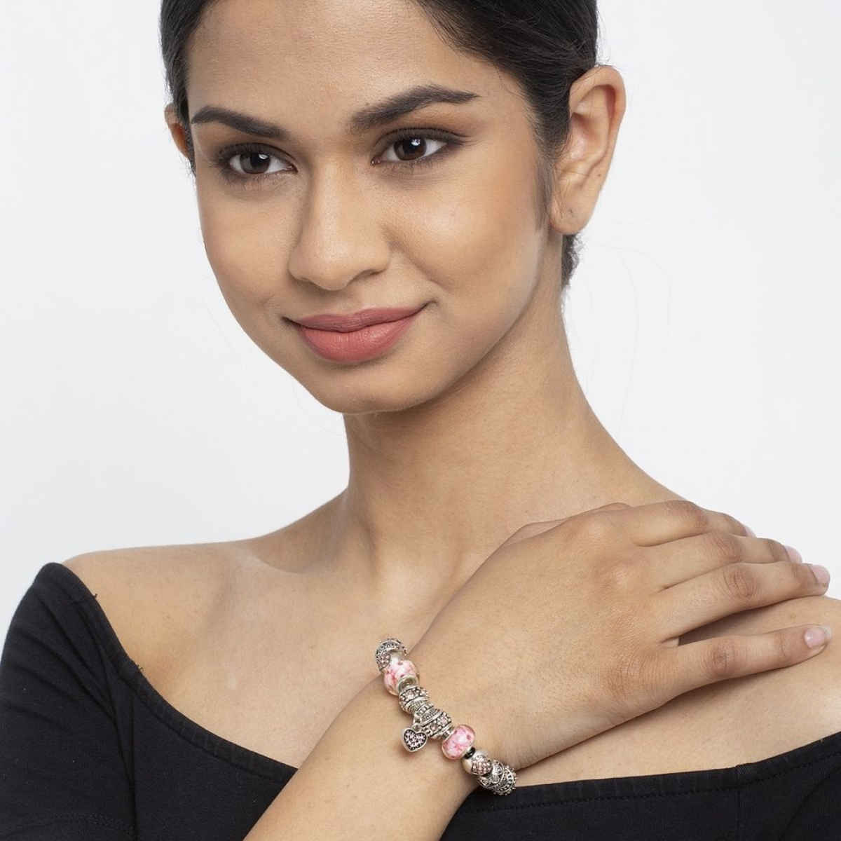 YouBella Jewellery Girls/Women's Silver Plated Stylish Latest Crystal Bracelet Bangle Jewellery