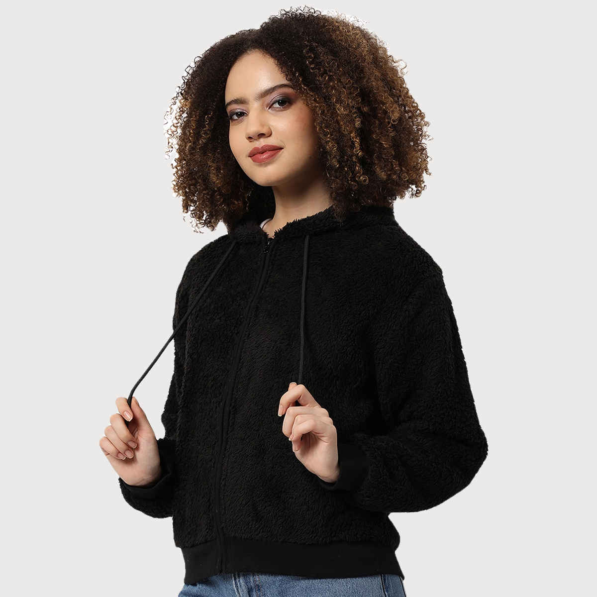Campus Sutra Women's Stylish Hoodie | Black - XL