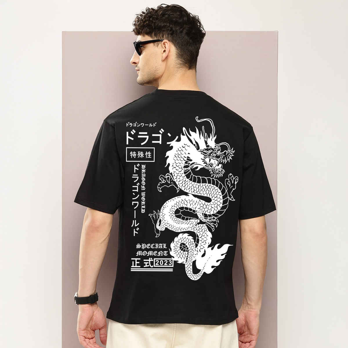 BENNY BROOKS Men's Round Neck half sleeve Oversized T-shirt |AA(ARN)BLACK63 | Black - M