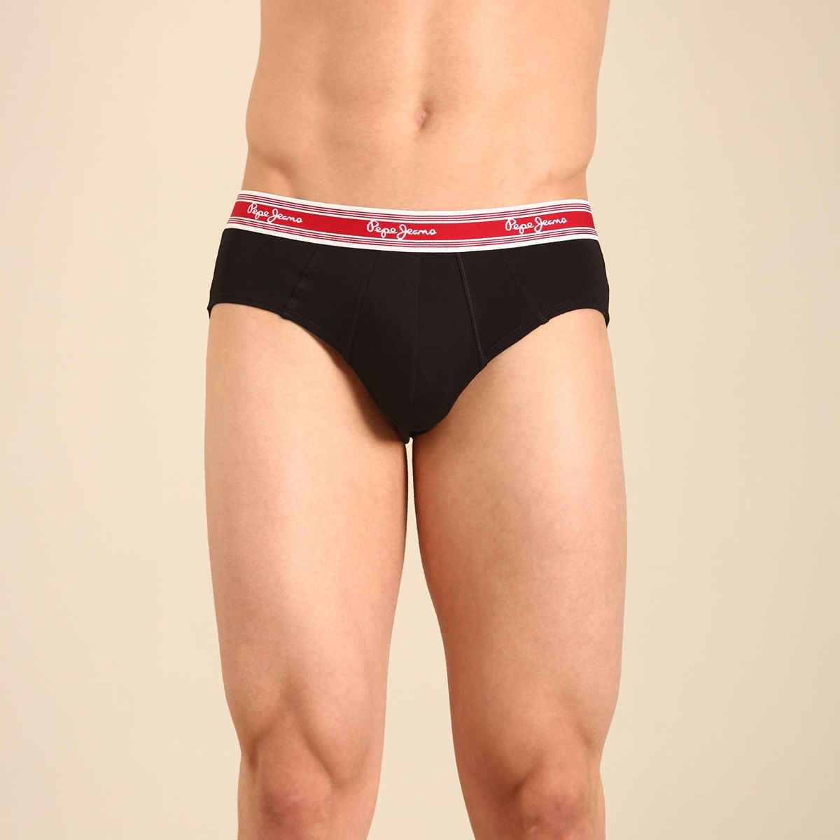 Pepe Jeans Mens Black 100% Cotton Solid Brief - Pack of 1 (S) Comfort Fit, Soft Fabric, Breathable