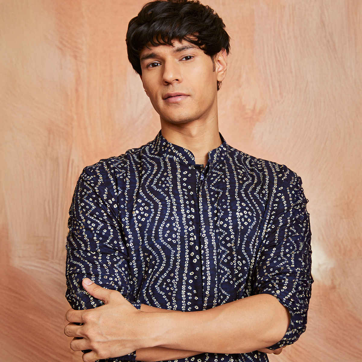 Vastramay Men's Rayon Kurta | Navy Blue - XL