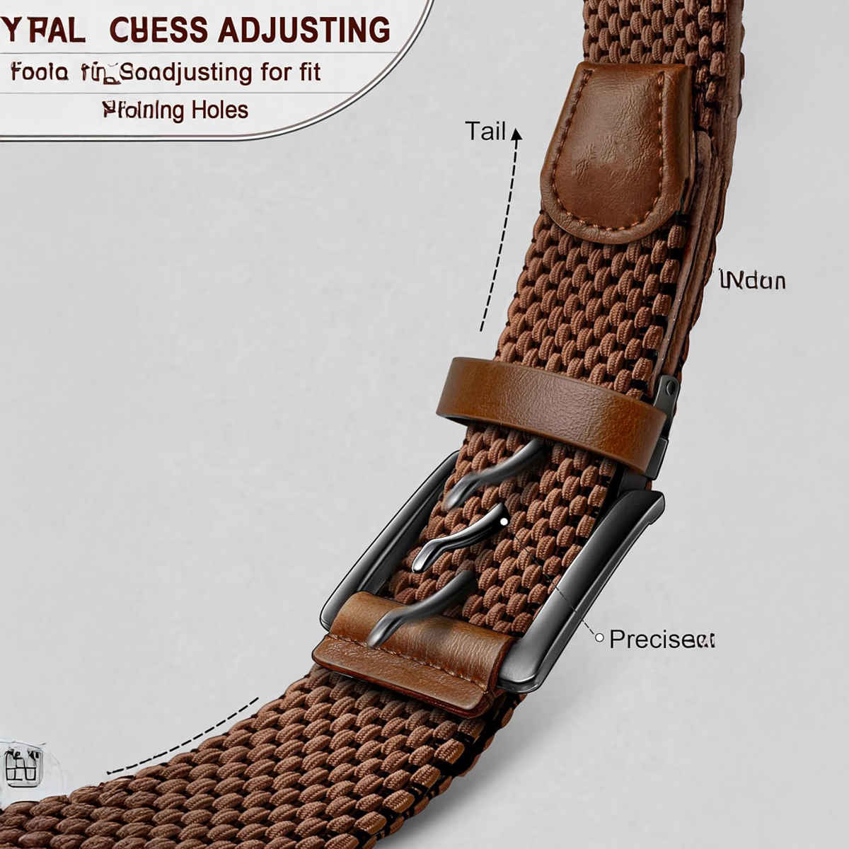 Zoro United Unisex Solid Woven Fabric Belt | Beige and Brown - Free Size