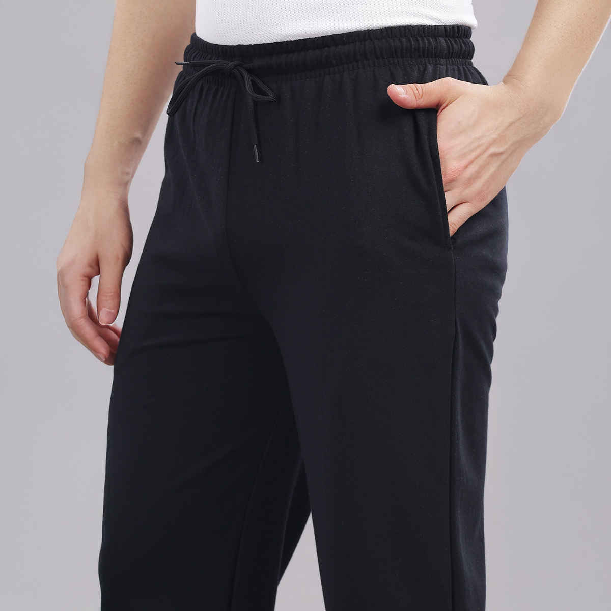 Springman Men's Solid Cotton Rich French Terry Baggy Track Pant | Black - XL