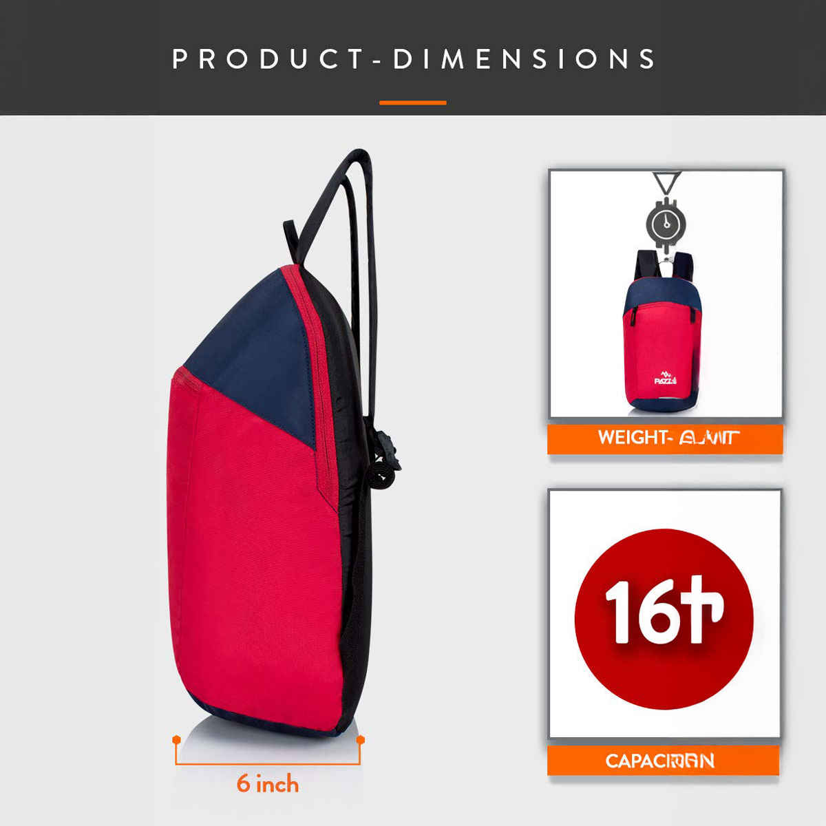 Lunar's Unisex Solid Polyester 12 L Backpack | Navy Blue and Red