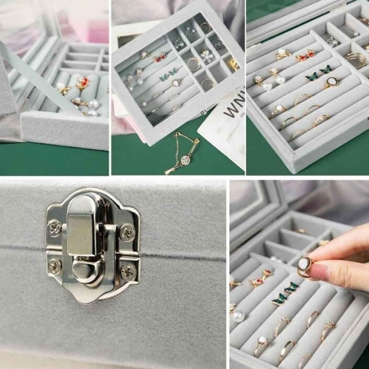 YouBella Velvet Clear Lid Jewellery Organizer Box