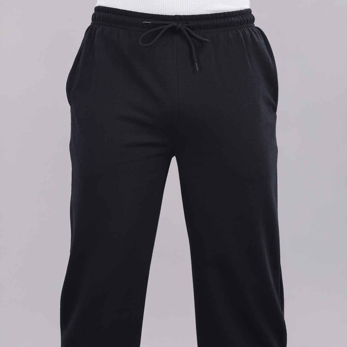 Springman Men's Solid Cotton Rich French Terry Baggy Track Pant | Black - L