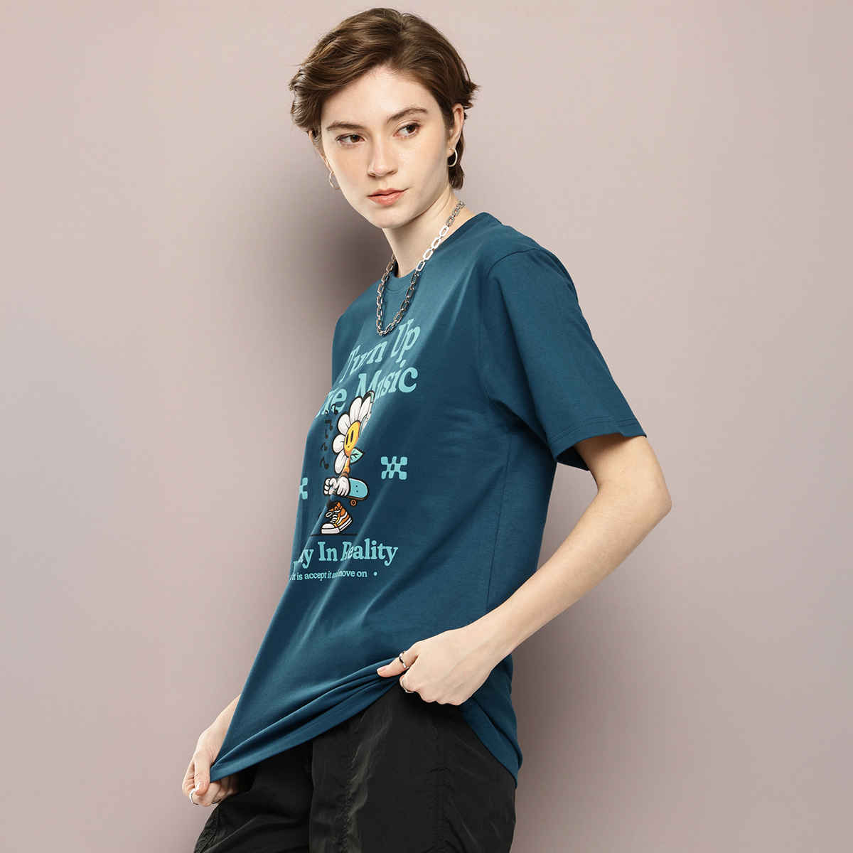 Dillinger Women's Oversized Printed T-shirt | Blue - L