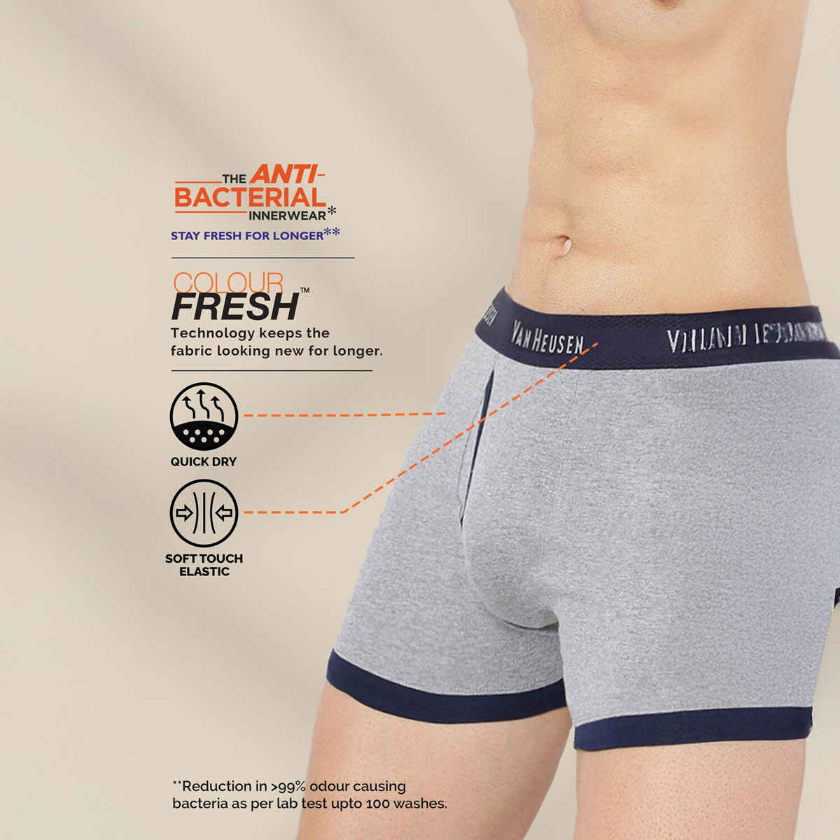 Van Heusen Apparel Men's Solid Trunks | Anti Bacterial | Olive Melange and Pure Black - XL