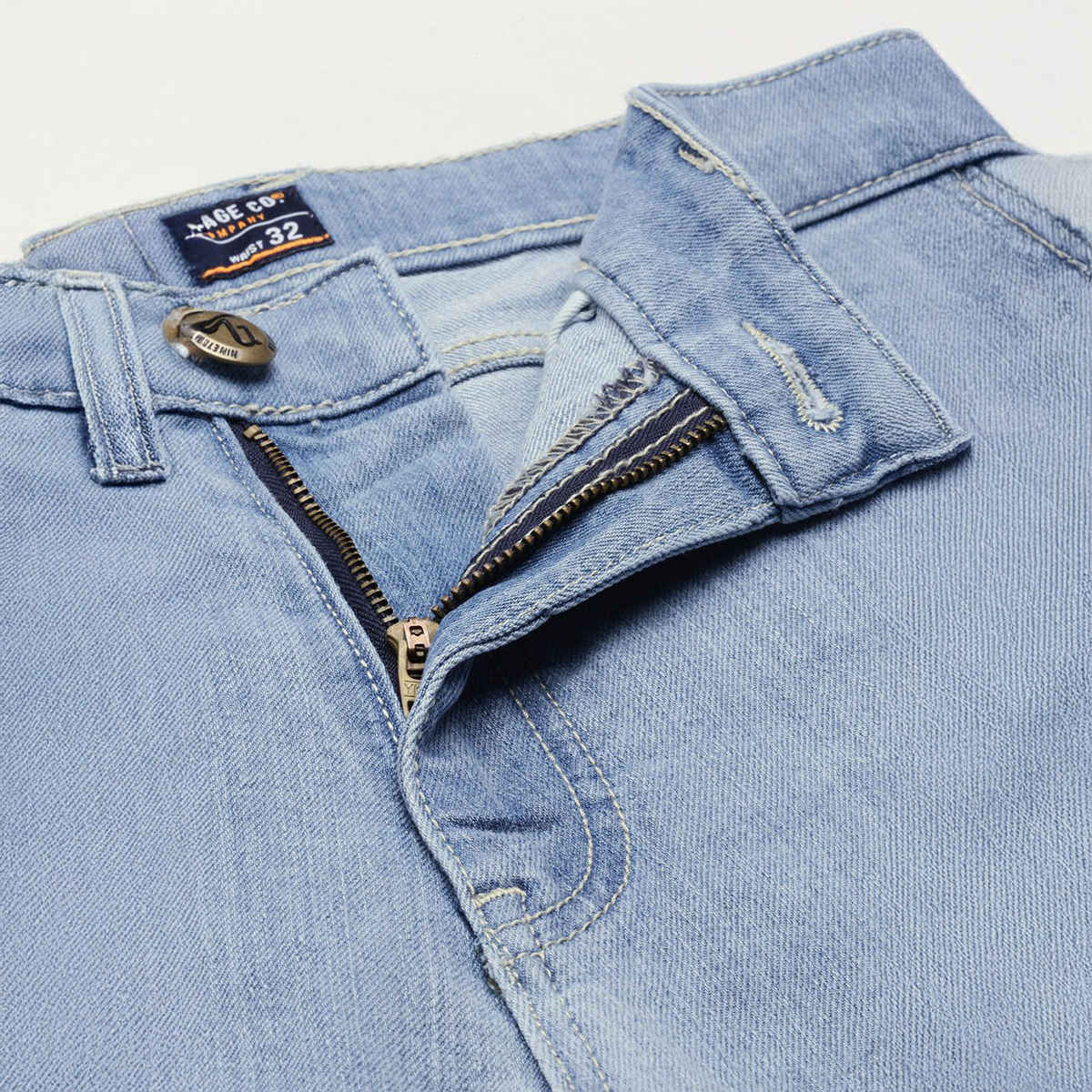 The Indian Garage Co Men | Slim Fit Solid Casual Denim | Ss Blue | 30