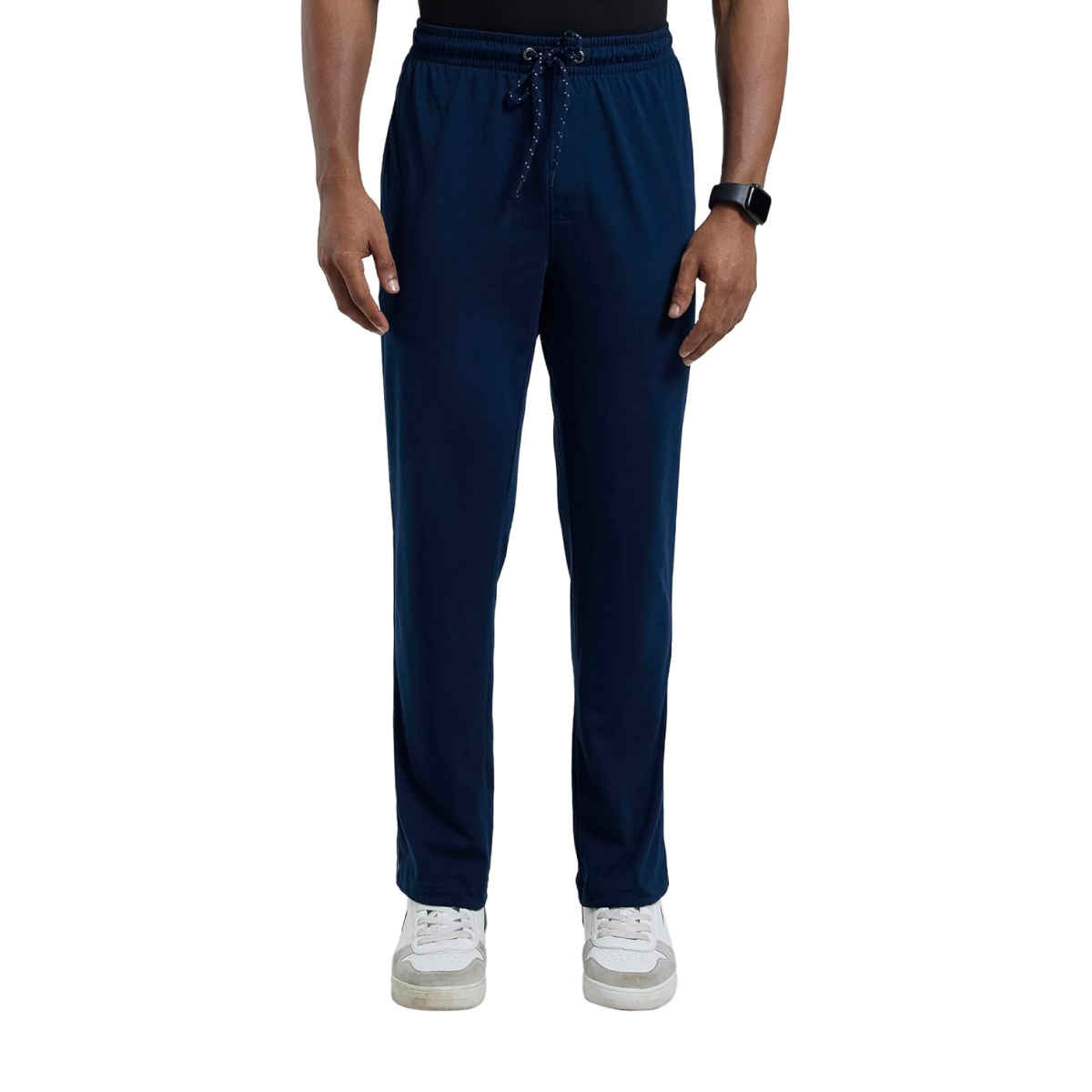 Jockey 9500 Men's Super Combed Cotton Rich Trackpants|Regular Fit|Side Pockets | Navy/Grey Mel-M