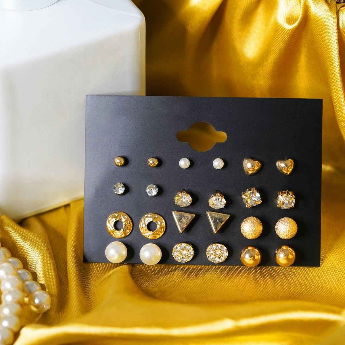 Fashion Frill Women's Stackable Earings Gold Regular