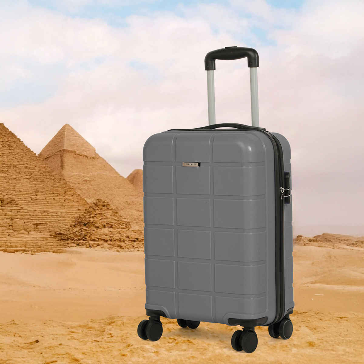 Teakwood Leathers Unisex Solid Hard Sided Cabin Size Trolley Bag | Grey