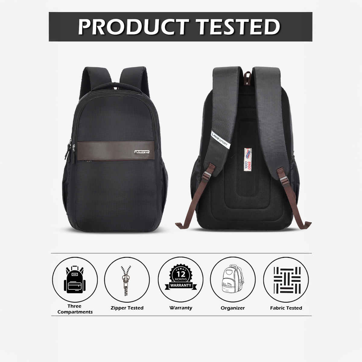 Lavie Sport Nexus Laptop Backpack | Black - 35L