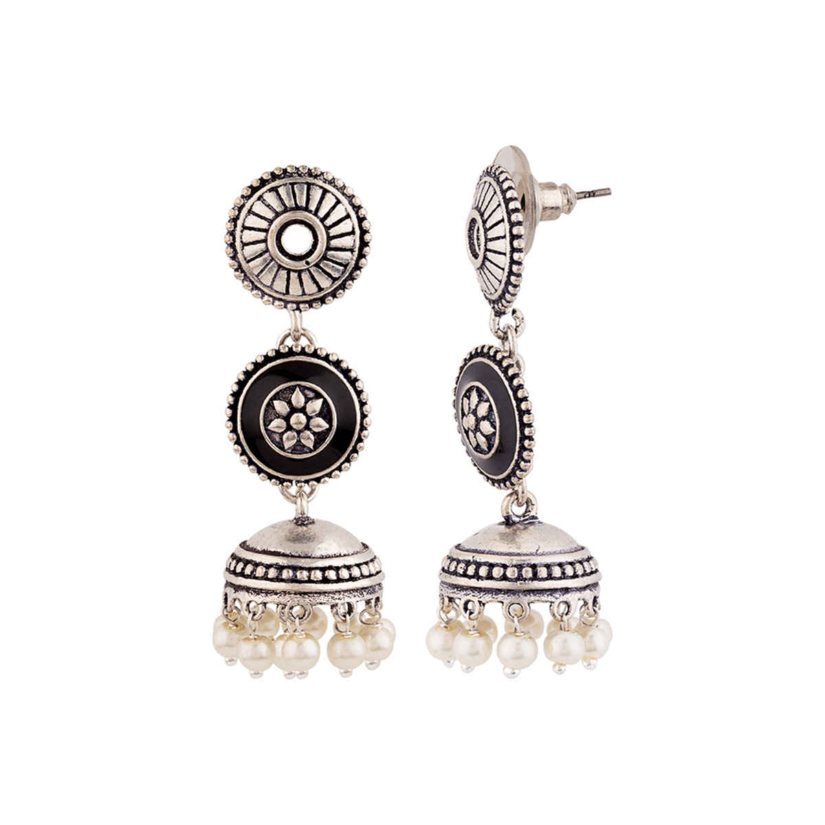 Voylla Rangabati Faux Pearls Layered Earrings