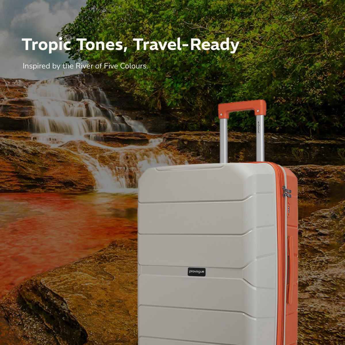 Provogue Cascade Hard-Sided PP Cabin Luggage Trolley Bag | Timberwolf Grey-Burnt Orange - 55 cm