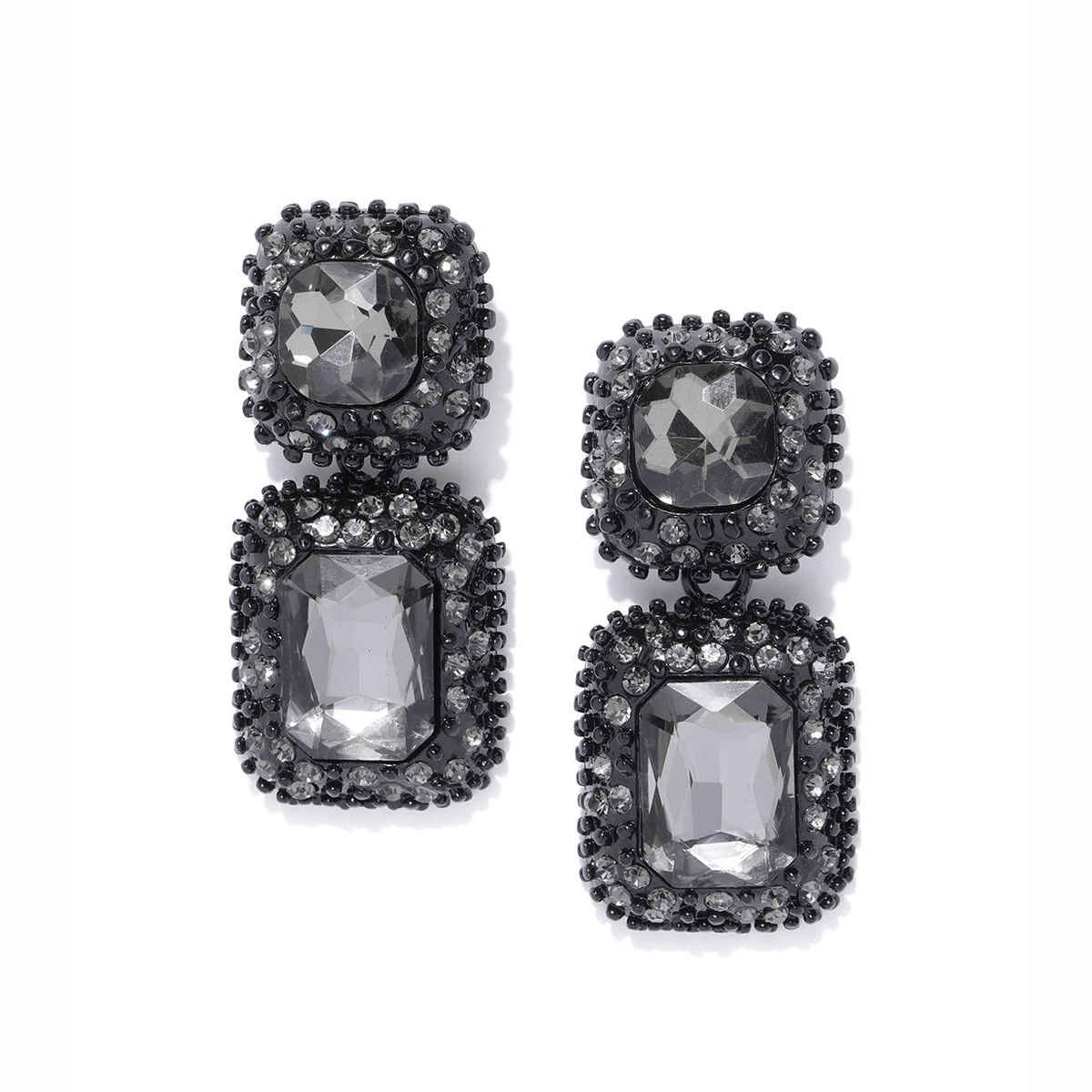 YouBella Jewellery Earrings for Women Crystal Earrings for Girls and Women (Black)