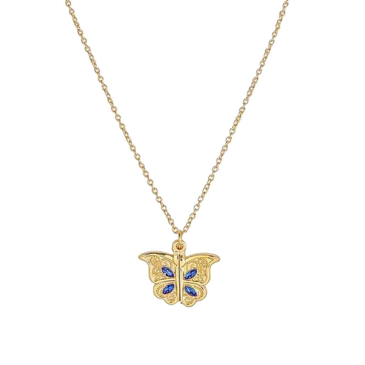 Fashion Frill Women's Openable Butterfly Pendant Chain Gold Onesize