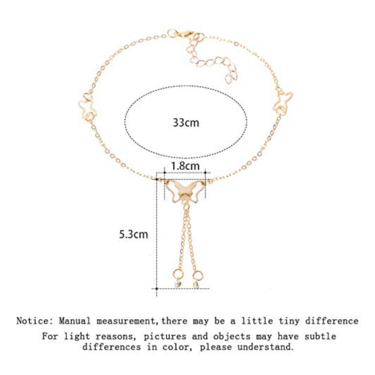 YouBella 18k Rose Gold Plated Butterfly Anklet for Women and Girls (YBANK - 60003)