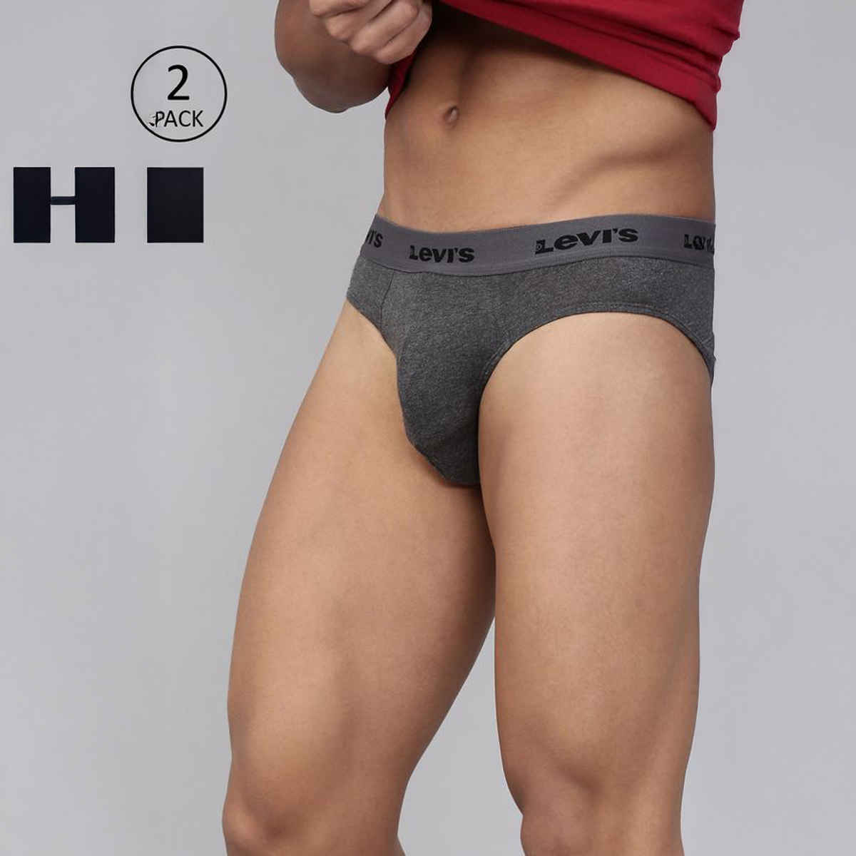 Levi's 009 Men's Neo Brief | Comfort & Smartskin Technology | Pack Of 2 | D. Grey Mel,Navy | M