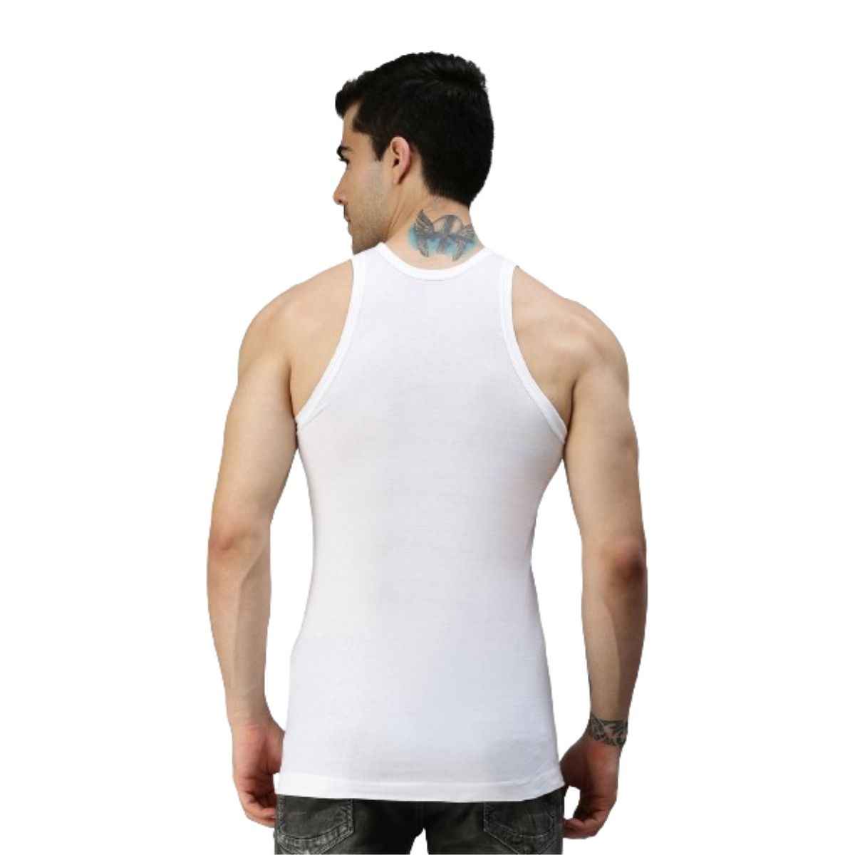Lux Cozi Men's White Cotton Vest | White | 90