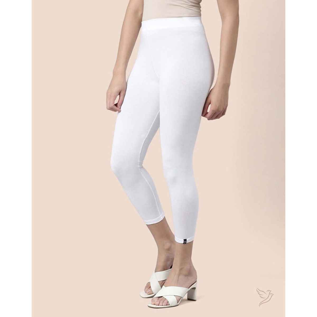 Twin Birds Women's High Ankle Leggings | White Plus - S