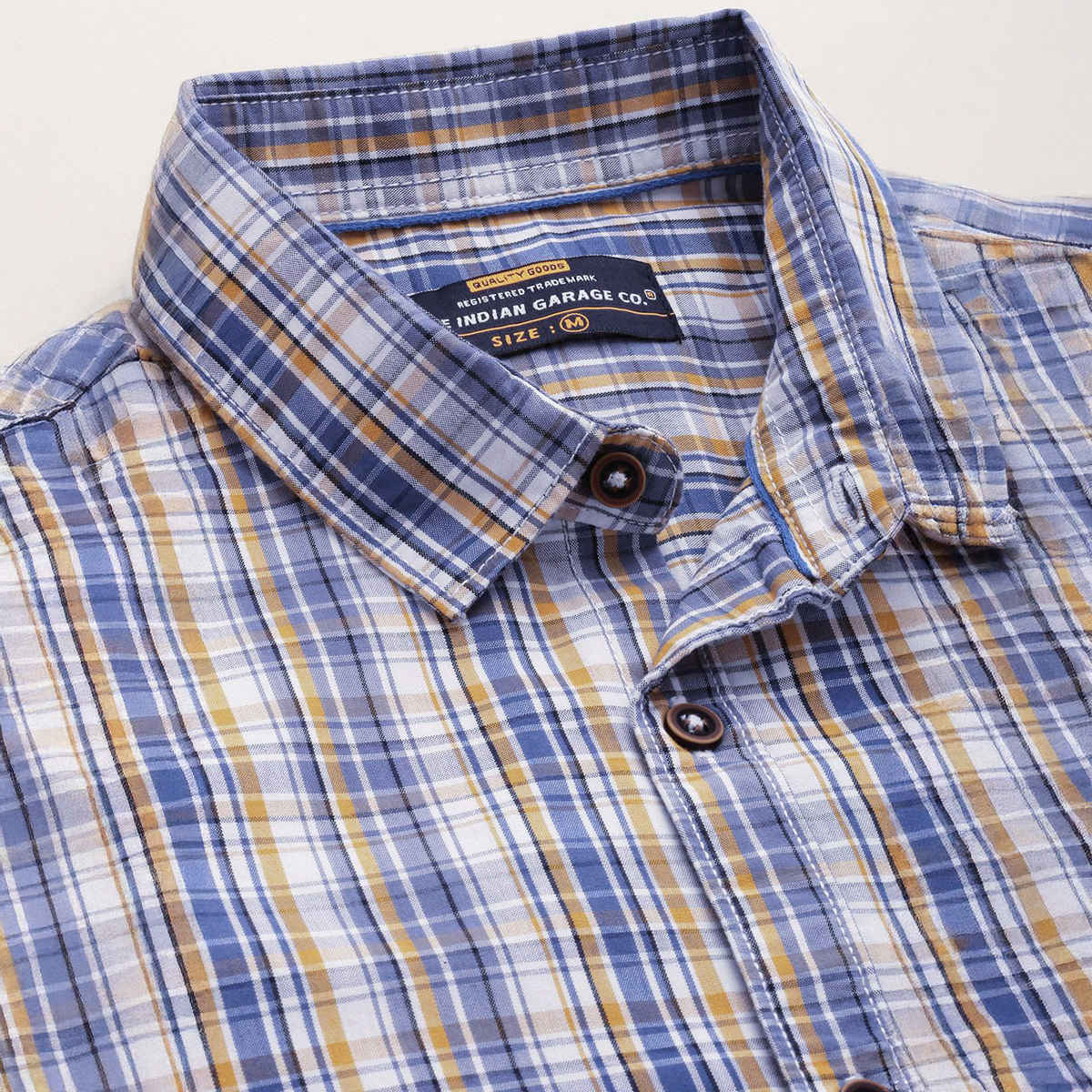 The Indian Garage Co Men's Slim Fit Checked Casual | Blue | XL