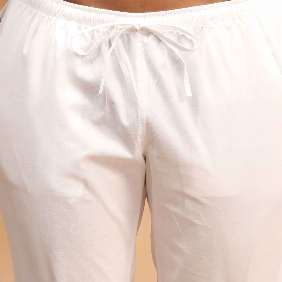 Vastramay Men's Cotton Pant Style Pyjama | White - XL