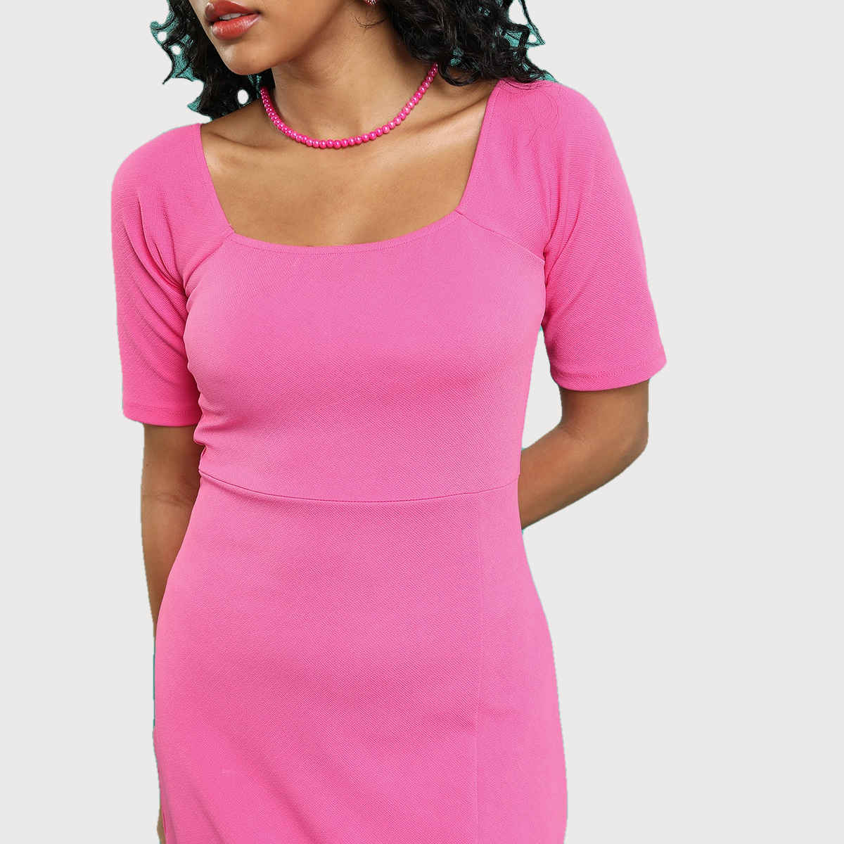 Ketch Women's Square Neck Sheath Dress | Pink - M