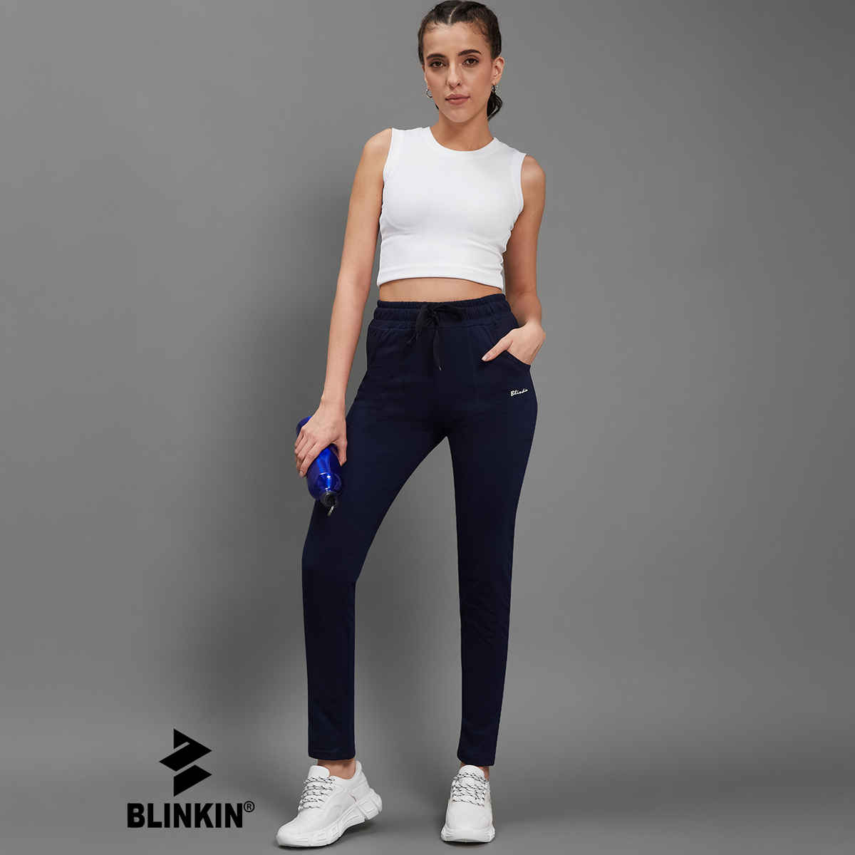 Blinkin Women's Cotton Pyjamas & Track Pants with Side Pockets | Navy - XL