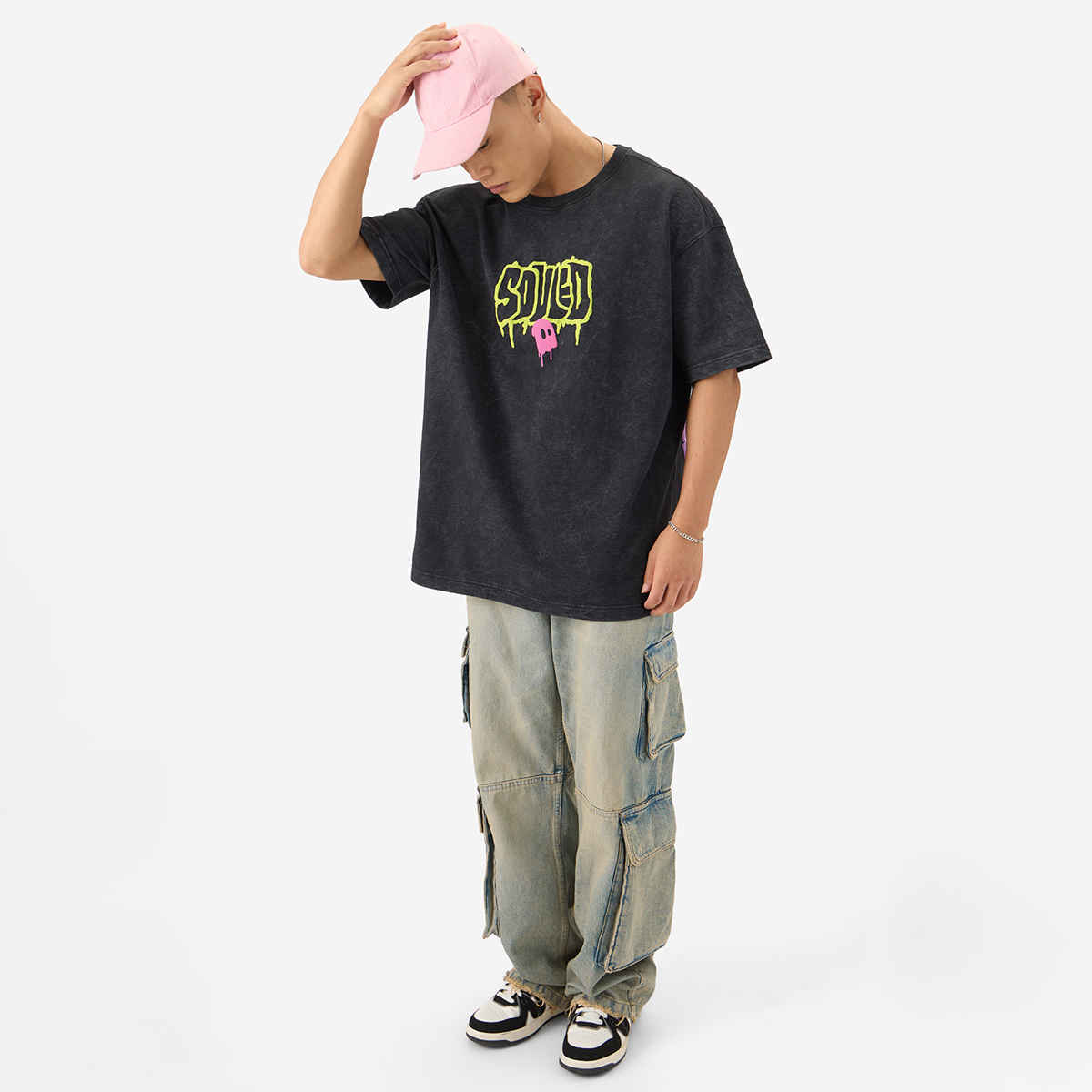 The Souled Store Men's TSS Originals Made By Humans Oversized T-shirt | Grey - S