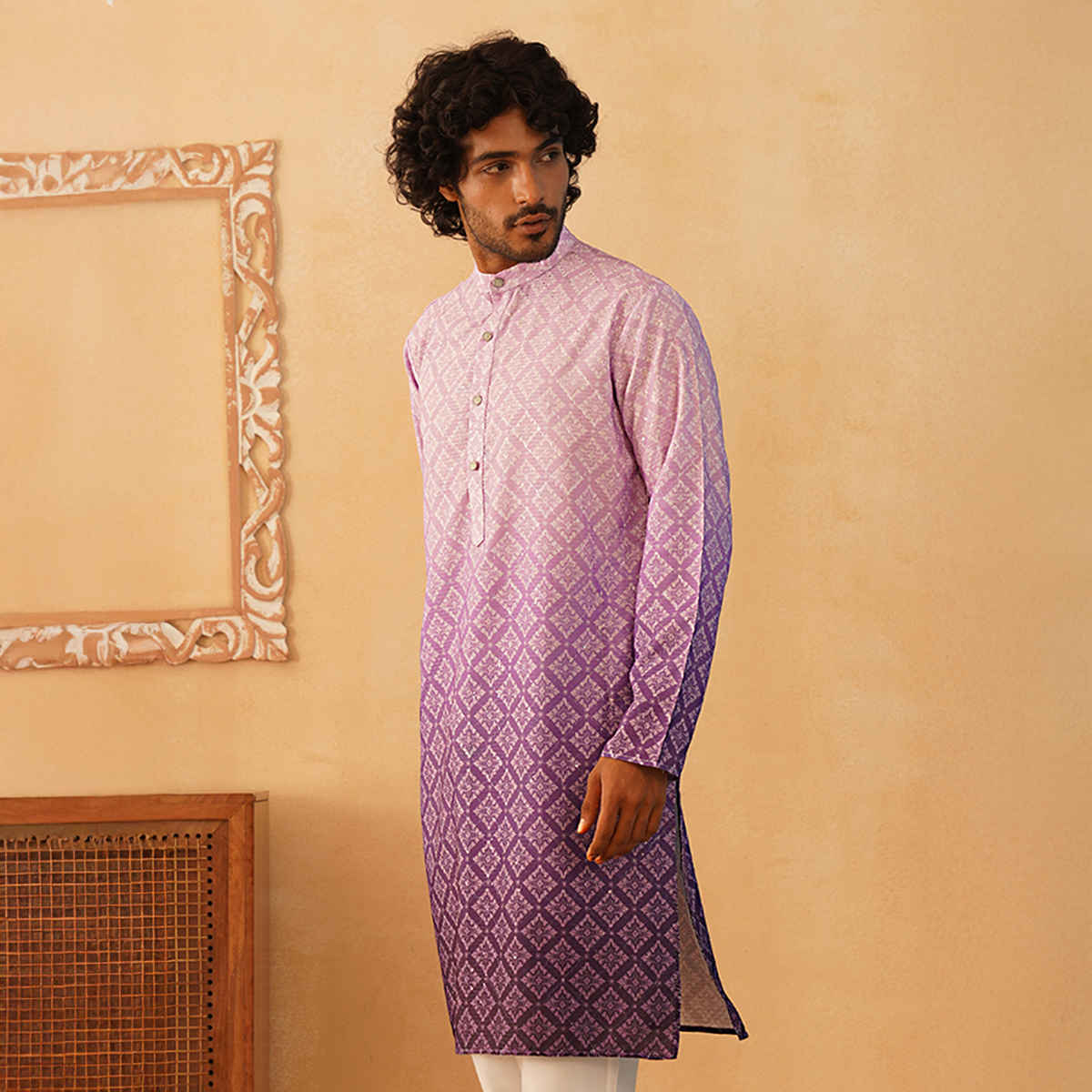 Jompers Men's Kurta | Ko 5074 | Purple - M