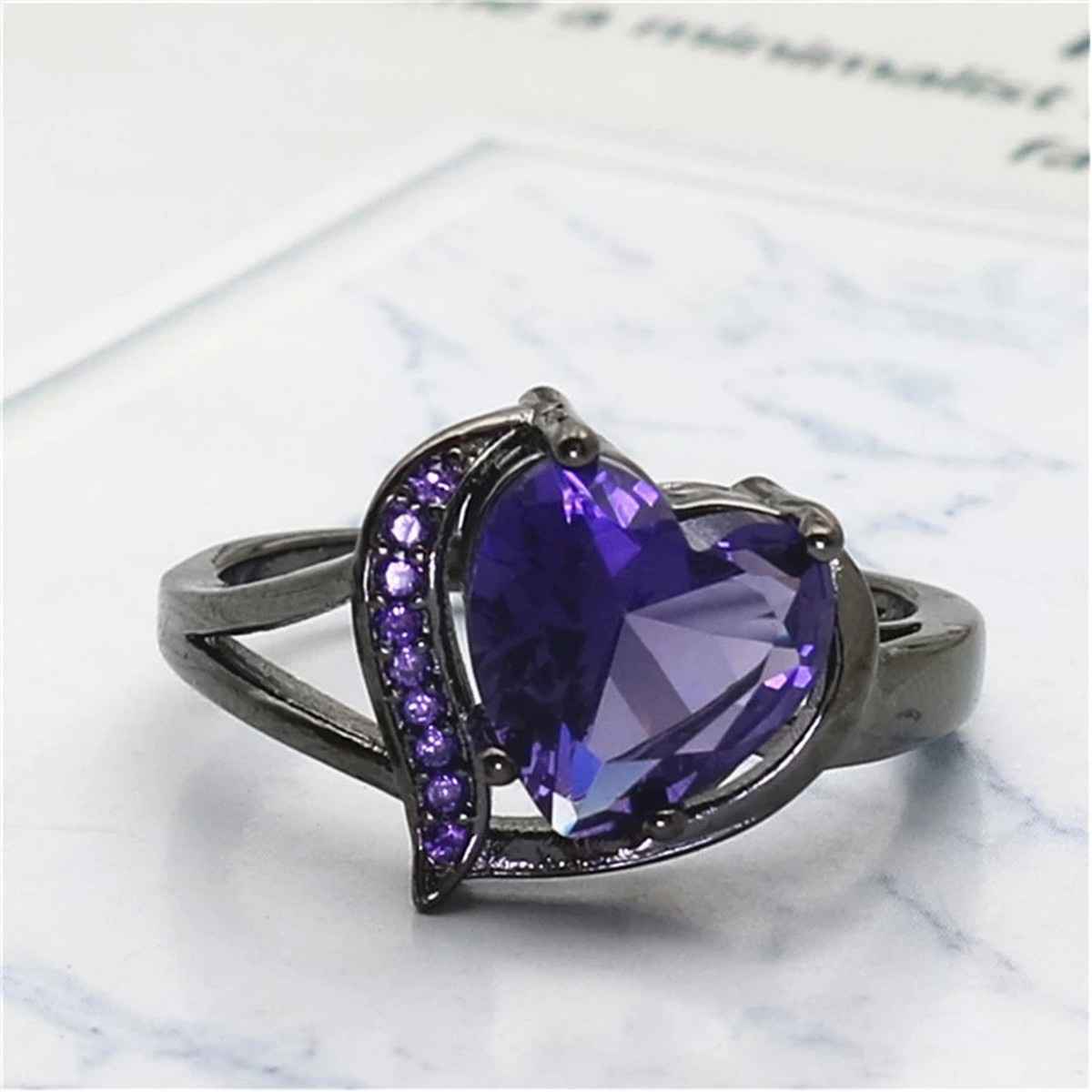 Fashion Frill Women's Solitaire Rings Purple Adjutable