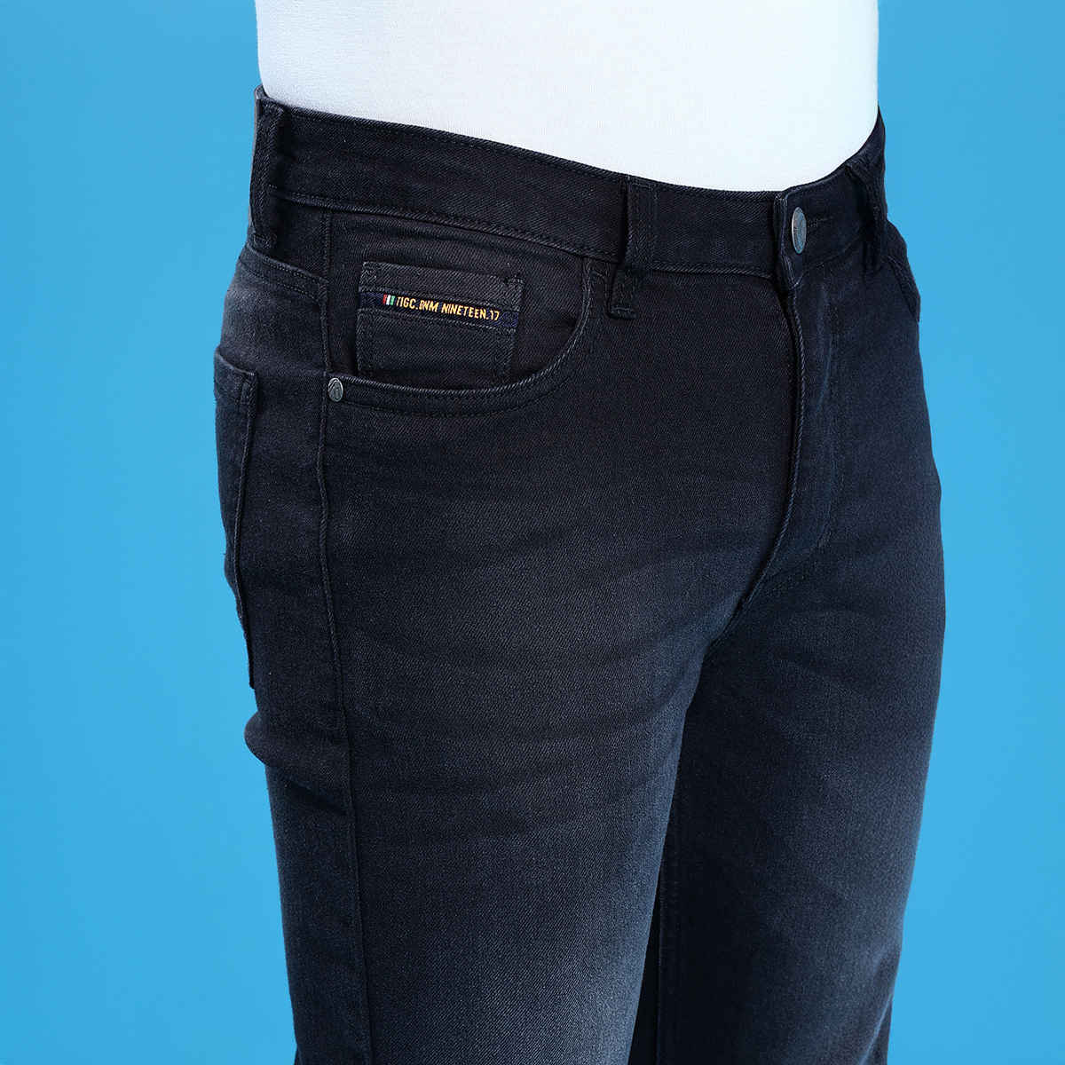 The Indian Garage Co Slim Fit Solid Casual Jeans | Black - 32