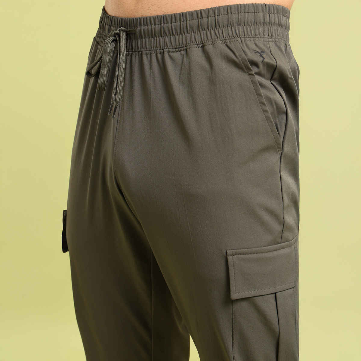 Technosport Men Poly Solid Relax Fit Sports Cargo Trackpants with TS FLEXI | Beetle | XL