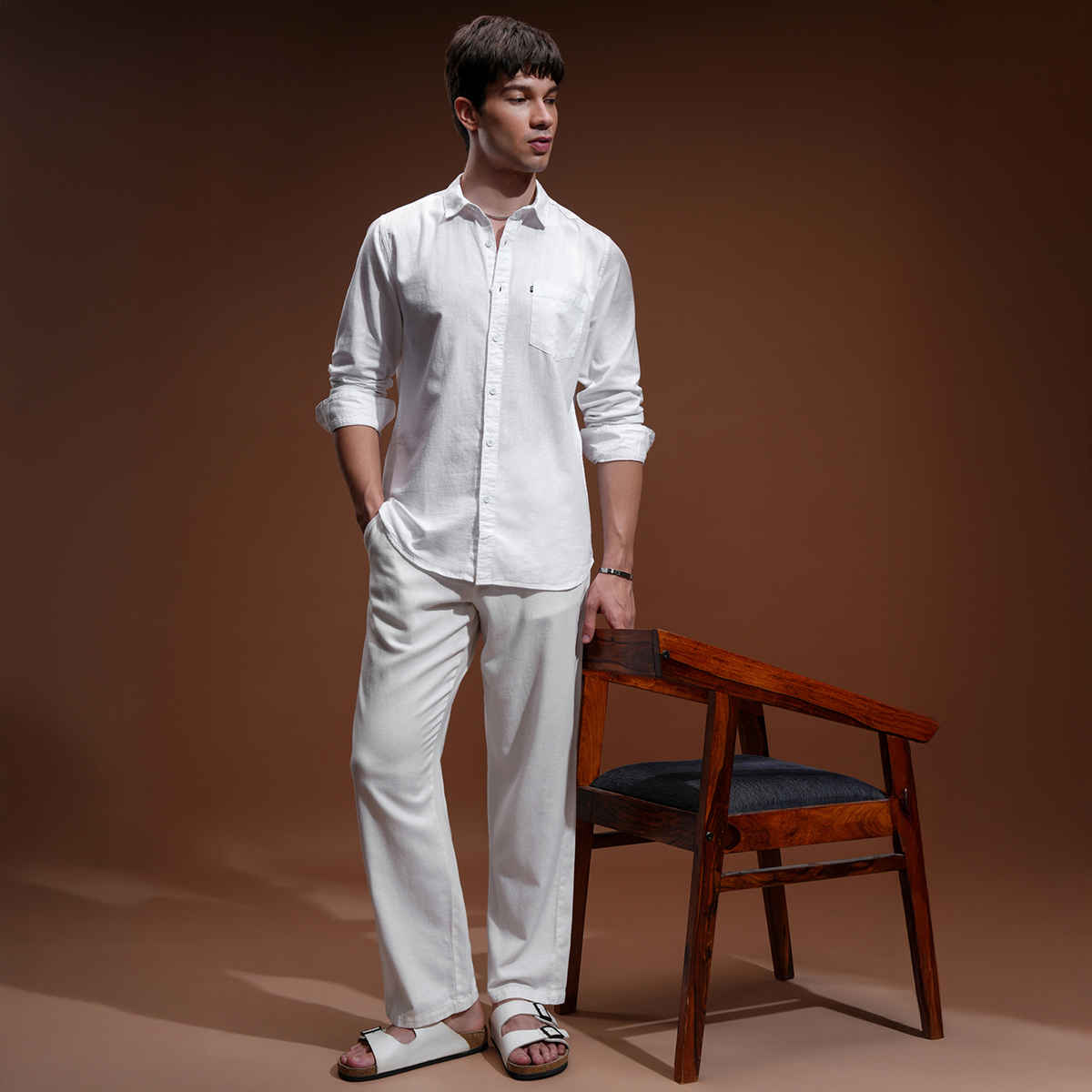 Highlander Men's Slim Fit Casual Shirt | White - XL